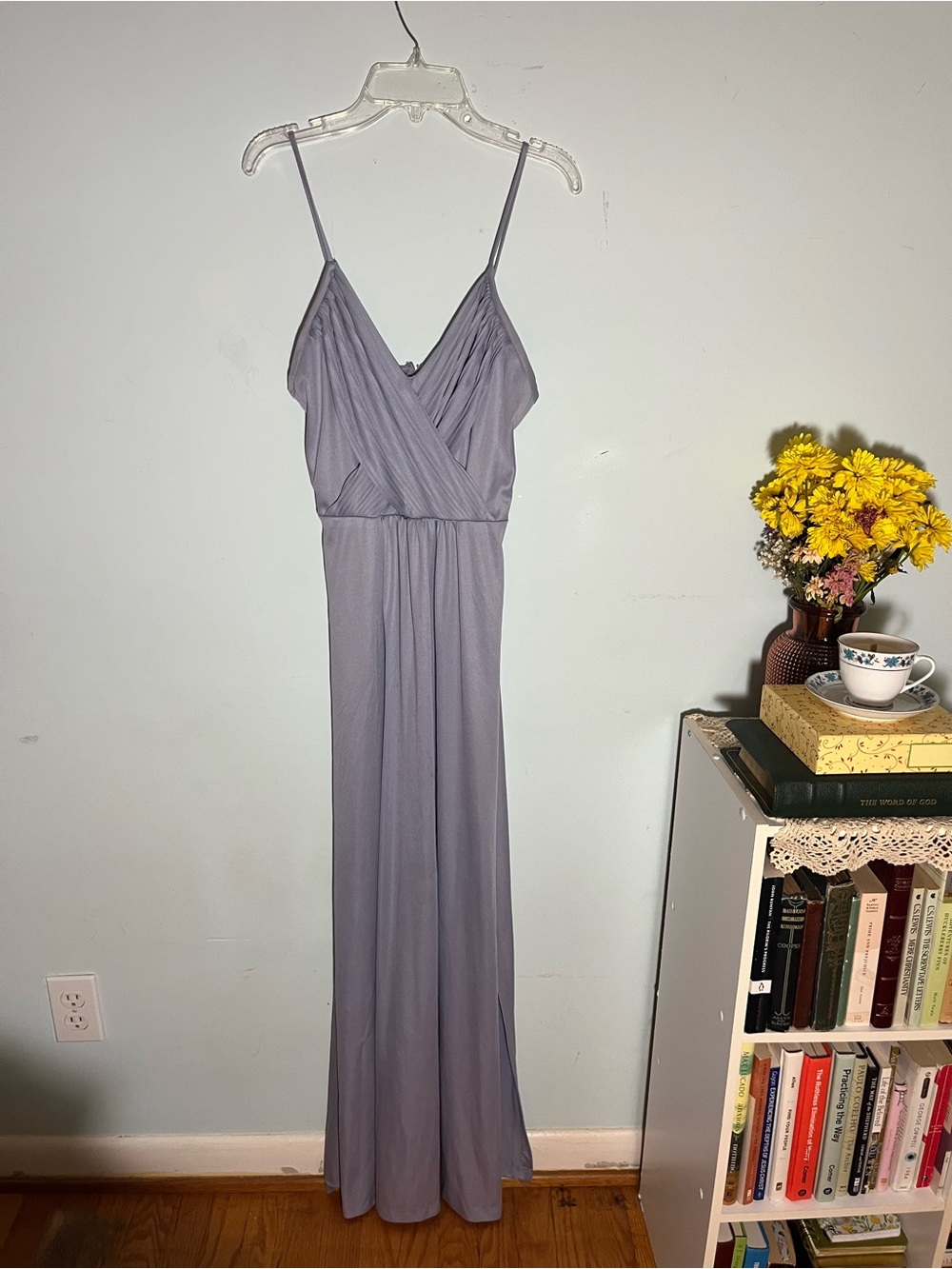 Theme Lavender Gray Spaghetti Strap Maxi Dress